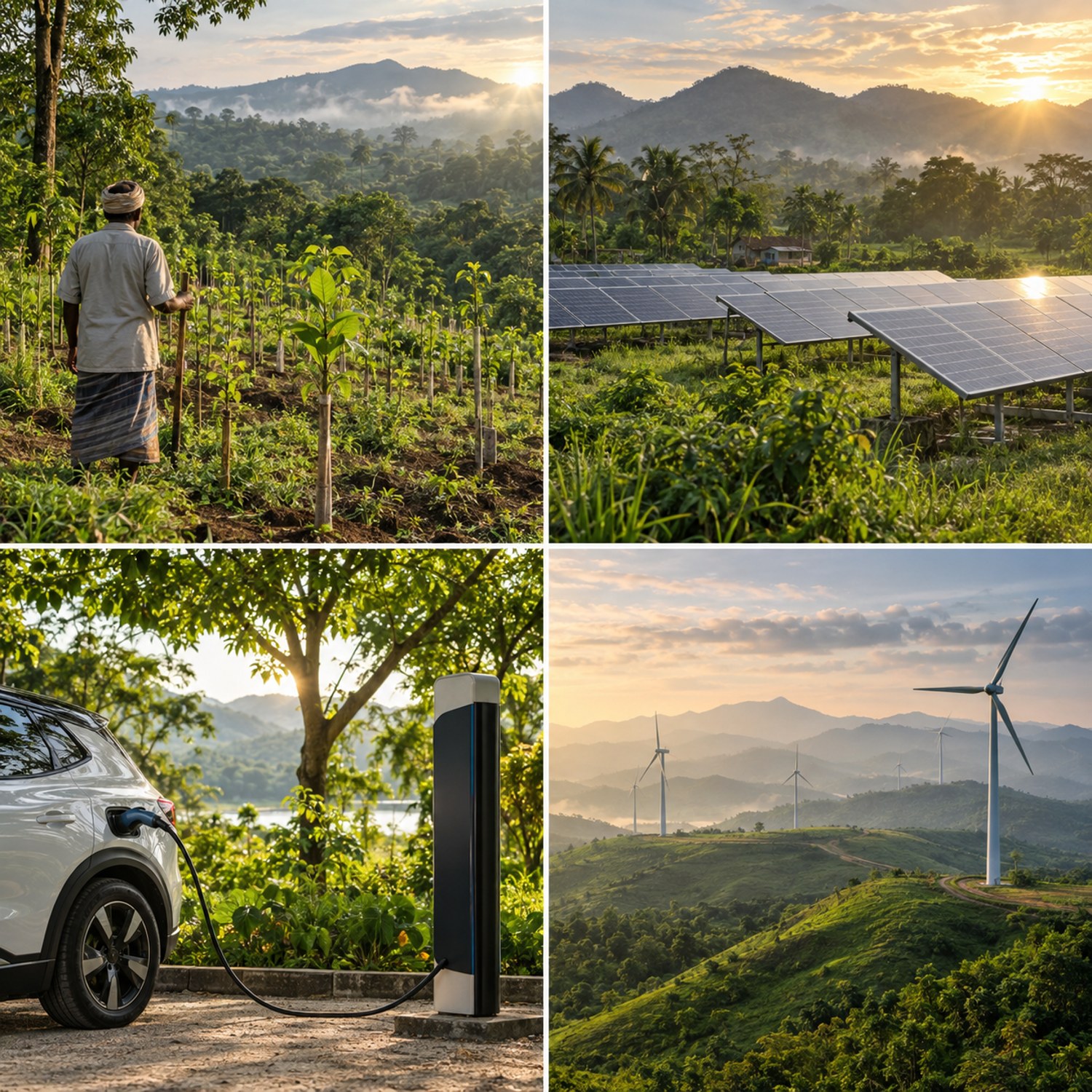 Tree restoration, solar power, electric vehicle charging and wind energy